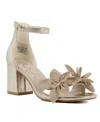 Sugar Norinne Womens Faux Leather Embellished Ankle Strap In Pale Gold