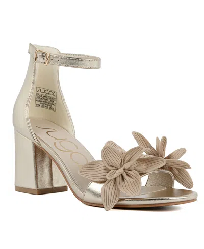 Sugar Norinne Womens Faux Leather Embellished Ankle Strap In Pale Gold