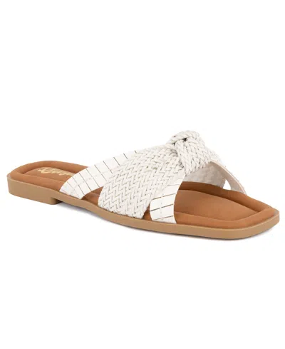 Sugar Women's Serona Open Toe Woven Knot Flat Sandals In White
