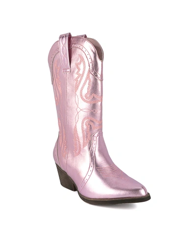 Sugar Women's Tammy Tall Cowboy Boots In Pink Metallic- Manmade