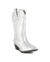 Sugar Women's Tammy Tall Cowboy Pull On Boots In Silver Metallic- Manmade
