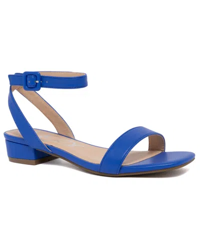 Sugar Women's Umpire Ankle Strap Block Heel Sandals In Blue
