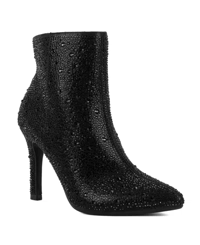 Sugar Women's Vecna 2-pointed Toe Embellished Dress Booties In Black Glimmer