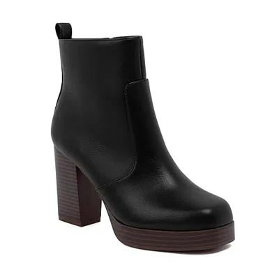 Sugar Womens Willow Stacked Heel Booties In Black