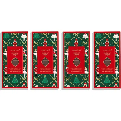 Sugarfina Set Of 4 Hazelnut Crepe Chocolate Bars In Red