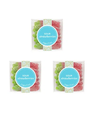 Sugarfina Sour Strawberries Small Candy Cube, 3 Piece In White