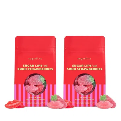 Sugarfina Sugar Lips And Sour Strawberries Candy Bag Duo In Red