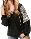 Sugarfox Aztec Comfort Pullover Sweatshirt In Black In Black