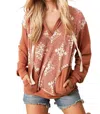 Sugarfox Aztec Vneck Hoodie In Rust In Multi