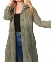 Sugarfox Cotton Button Down Tiered Jacket - Plus In Green In Green