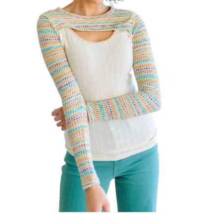 Sugarfox Layered Cut Out Top In Beige In Multi