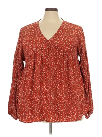 Pre-owned Sugarfox Long Sleeve Blouse In Red