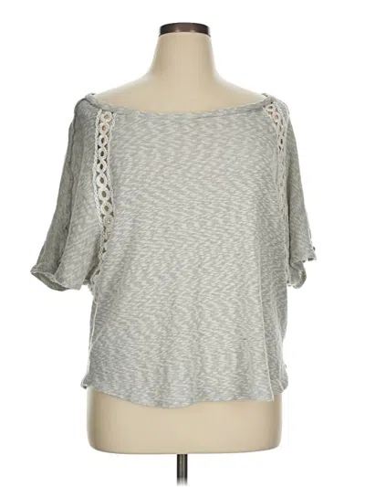 Pre-owned Sugarfox Short Sleeve Top Gray Cold Shoulder Neckline Tops