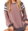 Sugarfox Stripe Long Sleeves Top In Mauve In Brown