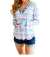 Sugarfox Untroubled Striped Long Sleeve Top In Blue In Blue