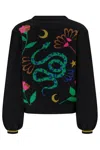 Sugarhill Brighton Women's Adrian Cardigan Black, Snake Floral In Black