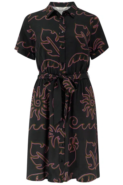 Sugarhill Brighton Women's Aileen Mini Shirt Dress Black, Tropical Lines