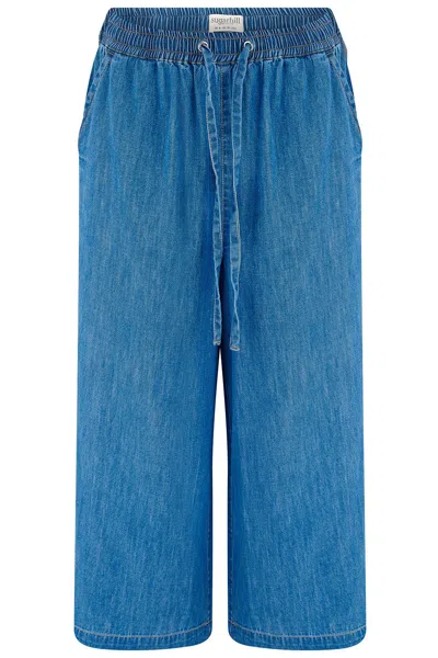 Sugarhill Brighton Women's Annemarie Cropped Trousers, Mid Blue Denim