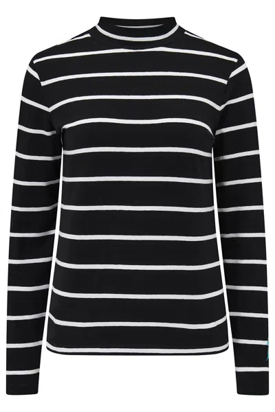 Sugarhill Brighton Women's Annika Jersey Top Black White Stripe Lightning