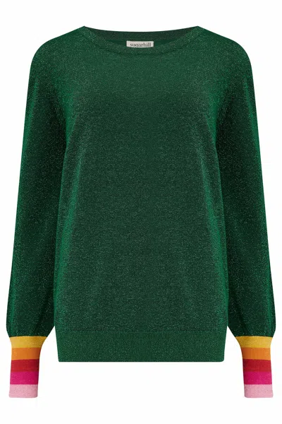 Sugarhill Brighton Women's Astrid Jumper Green Sparkle Cuffs