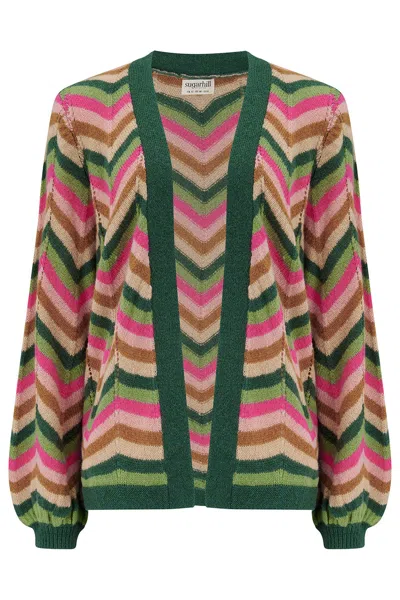 Sugarhill Brighton Women's Bella Cardigan Multi, Autumn Chevron In Green