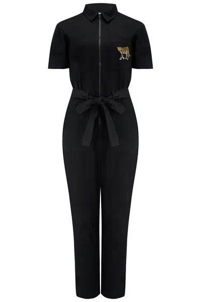 Sugarhill Brighton Women's Billy Boilersuit Black, Leopard Pocket