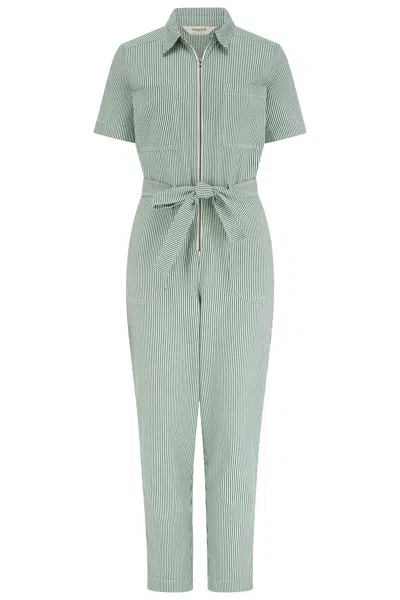 Sugarhill Brighton Women's Billy Boilersuit Green, White, Narrow Stripe