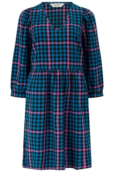Sugarhill Brighton Women's Black / Blue Nigella Mini Smock Dress, Black, Teal, Twilight Gingham In Multi