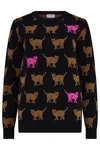 Sugarhill Brighton Women's Black / Brown Lizzie Sweater Black, Cat Repeat In Multi