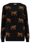 Sugarhill Brighton Women's Black / Brown Lizzie Sweater Black, Tiger Repeat In Black