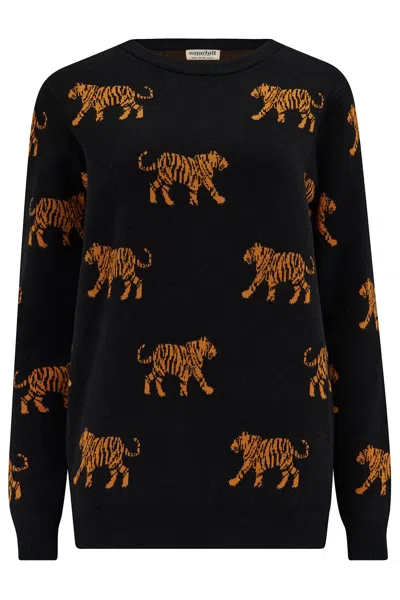 Sugarhill Brighton Women's Black / Brown Lizzie Sweater Black, Tiger Repeat
