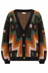 Sugarhill Brighton Women's Black / Brown Morganna Cardigan Multi, Chevron & Stars In Black/brown