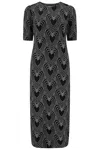 Sugarhill Brighton Women's Black Hatsy Jersey Jacquard Midi Dress Heart Explosion In Black