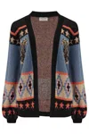 Sugarhill Brighton Women's Blue / Black Yvette Cardigan Multi, Climbing Tigers In Multi