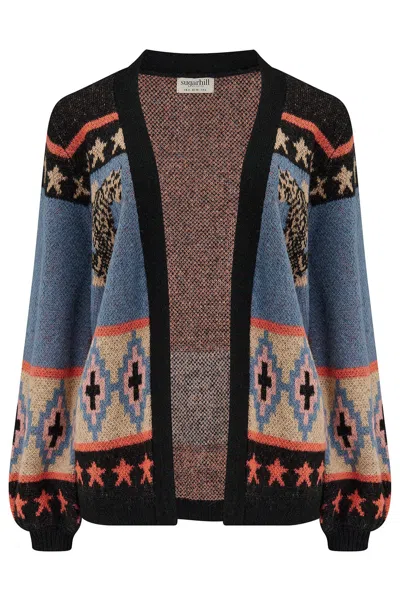 Sugarhill Brighton Women's Blue / Black Yvette Cardigan Multi, Climbing Tigers