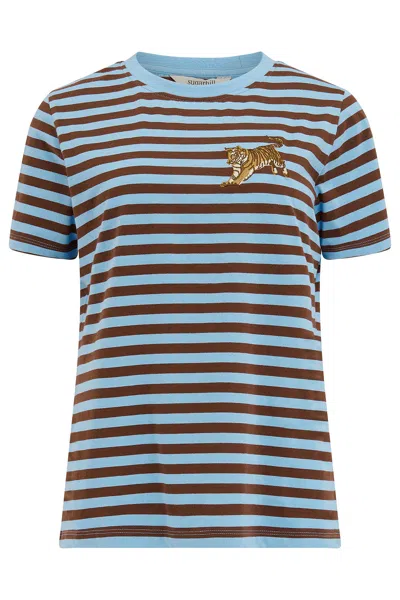 Sugarhill Brighton Women's Blue / Brown Maggie T-shirt Blue, Brown, Leaping Tiger In Multi