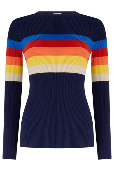 Sugarhill Brighton Women's Blue Cayla Jumper - Navy Ombre Stripe