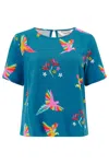 SUGARHILL BRIGHTON WOMEN'S BLUE CHRISTINA TOP TEAL, RAINBOW PARROTS