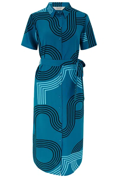 Sugarhill Brighton Women's Blue Dorothy Midi Shirt Dress Teal, Ocean Racer