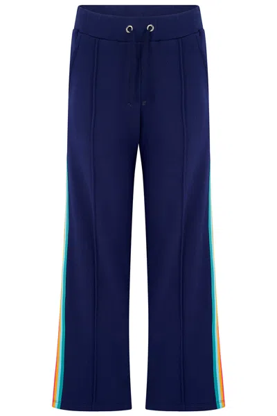Sugarhill Brighton Women's Blue Enya Joggers Navy, Rainbow Trim