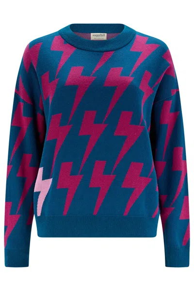 Sugarhill Brighton Women's Blue / Green Andi Sweater Teal Lightning