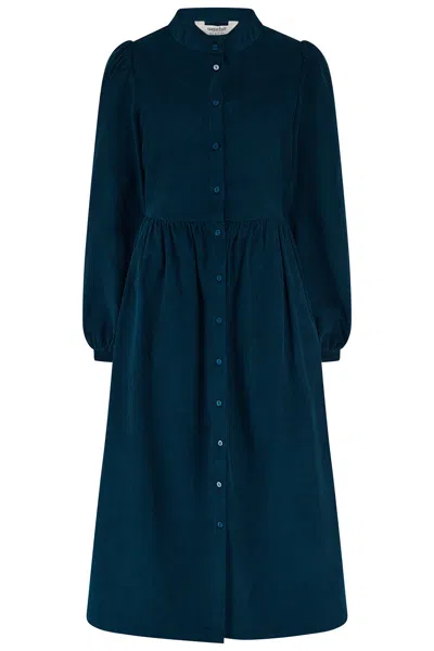 Sugarhill Brighton Women's Blue / Green Reba Cord Midi Smock Dress Teal
