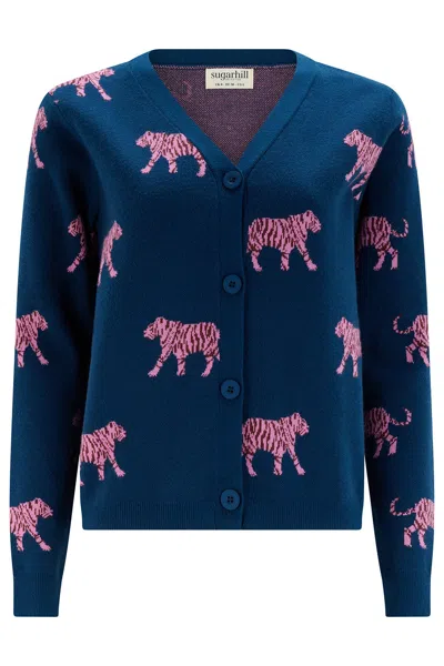 Sugarhill Brighton Women's Blue Jennifer Cardigan Teal Tiger
