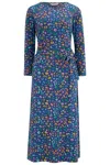 Sugarhill Brighton Women's Blue Pernella Midi Jersey Dress Bright Navy, Mottled Leopard In Multi