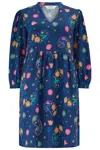 Sugarhill Brighton Women's Blue Pollyanna Mini Smock Dress Bright Navy, Blooming Paisley In Blue
