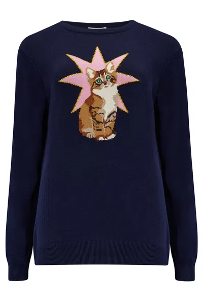 Sugarhill Brighton Women's Blue Rita Jumper Navy, Star Cat