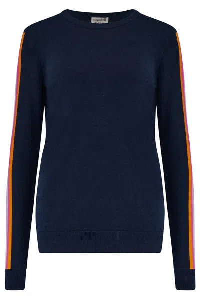 Sugarhill Brighton Women's Blue Rita Sweater Navy, Rainbow Sports Stripe