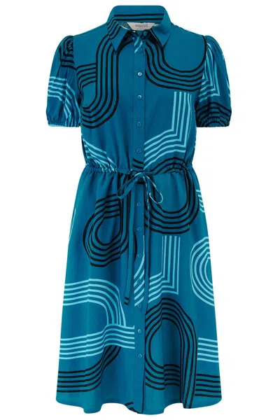Sugarhill Brighton Women's Blue Salma Mini Shirt Dress Teal, Ocean Racer