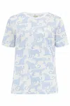 Sugarhill Brighton Women's Blue / White Maggie T Shirt Off White, Blue, Leopard Spots In Multi