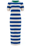 Sugarhill Brighton Women's Blue / White Sybil Midi Knit Dress Blue, White, Contrast Neck In Multi